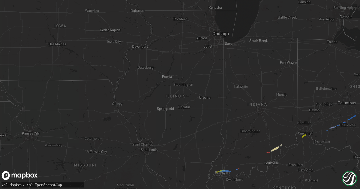 Hail map in Illinois on October 15, 2021