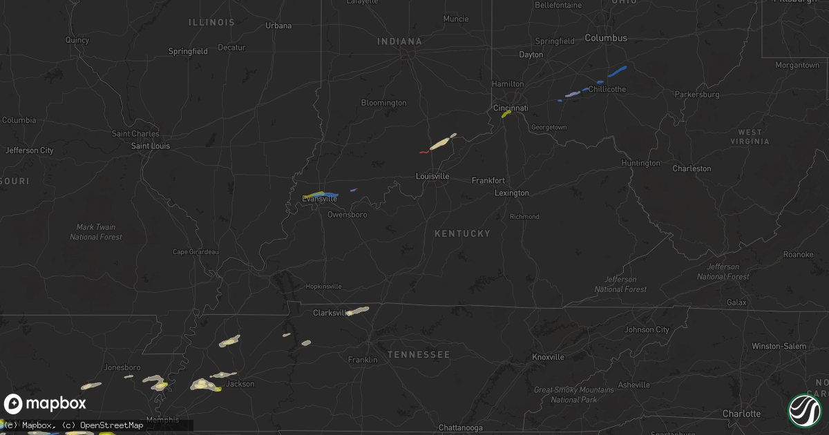 Hail map in Kentucky on October 15, 2021