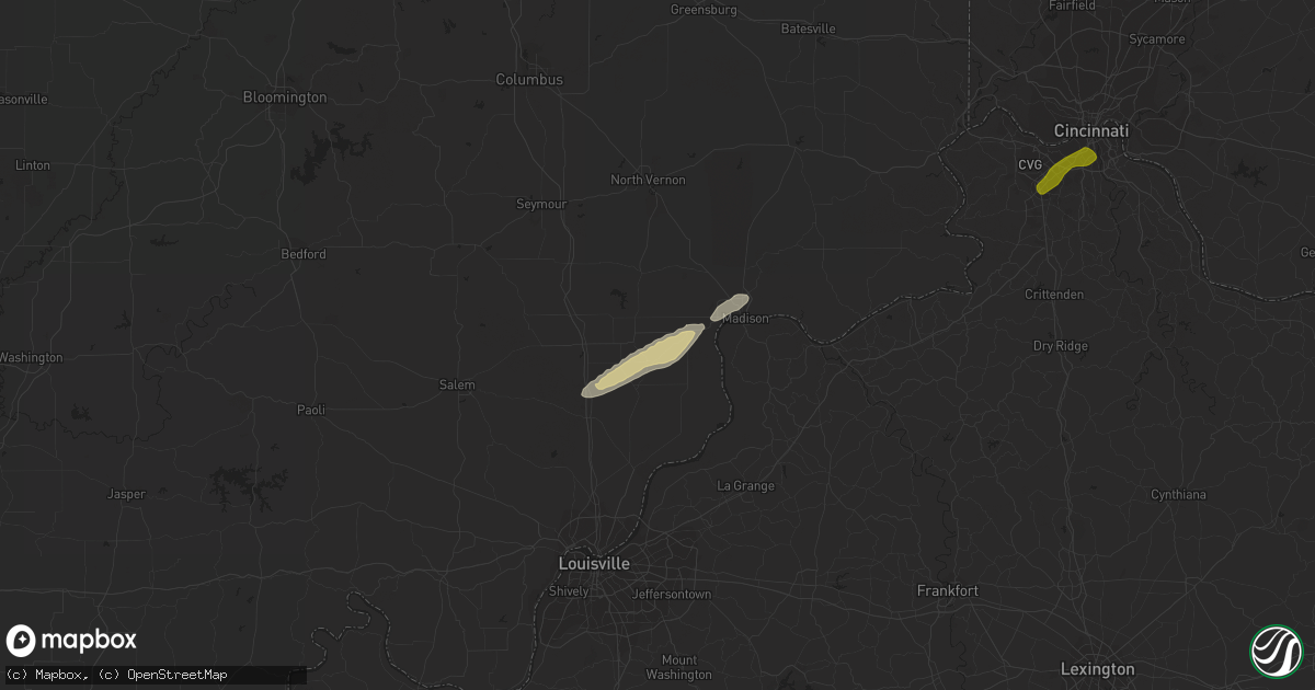 Hail map in Lexington, IN on October 15, 2021