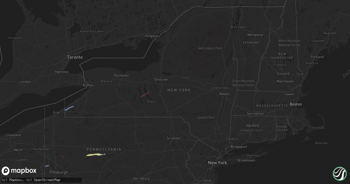 Hail map in New York on October 15, 2021