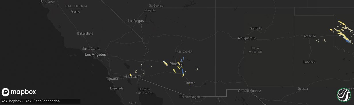 Hail map in Arizona on October 15, 2022