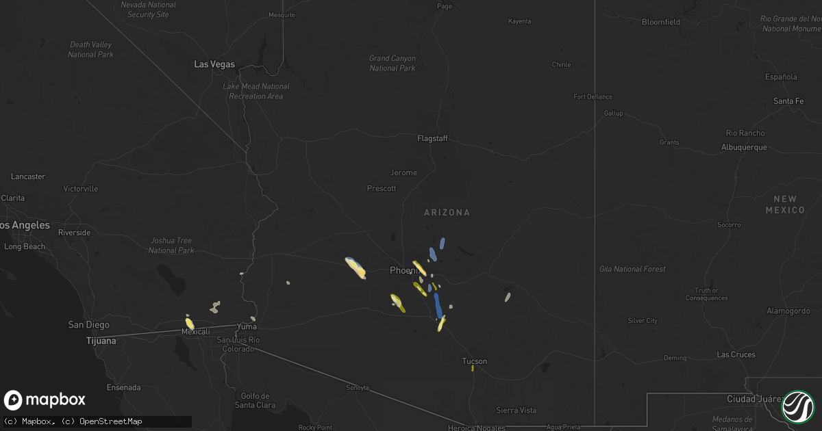 Hail map in Arizona on October 15, 2022