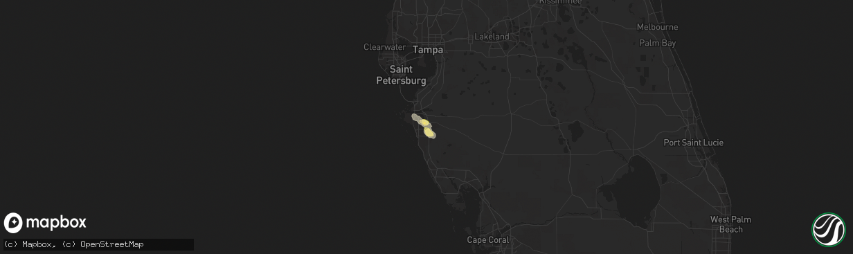 Hail map in Bradenton, FL on October 15, 2022