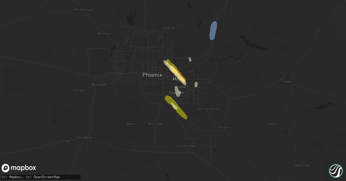 Hail map in Chandler, AZ on October 15, 2022