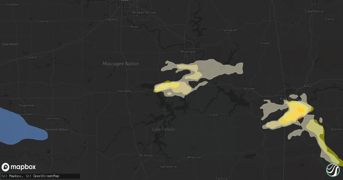 Hail map in Checotah, OK on October 15, 2022