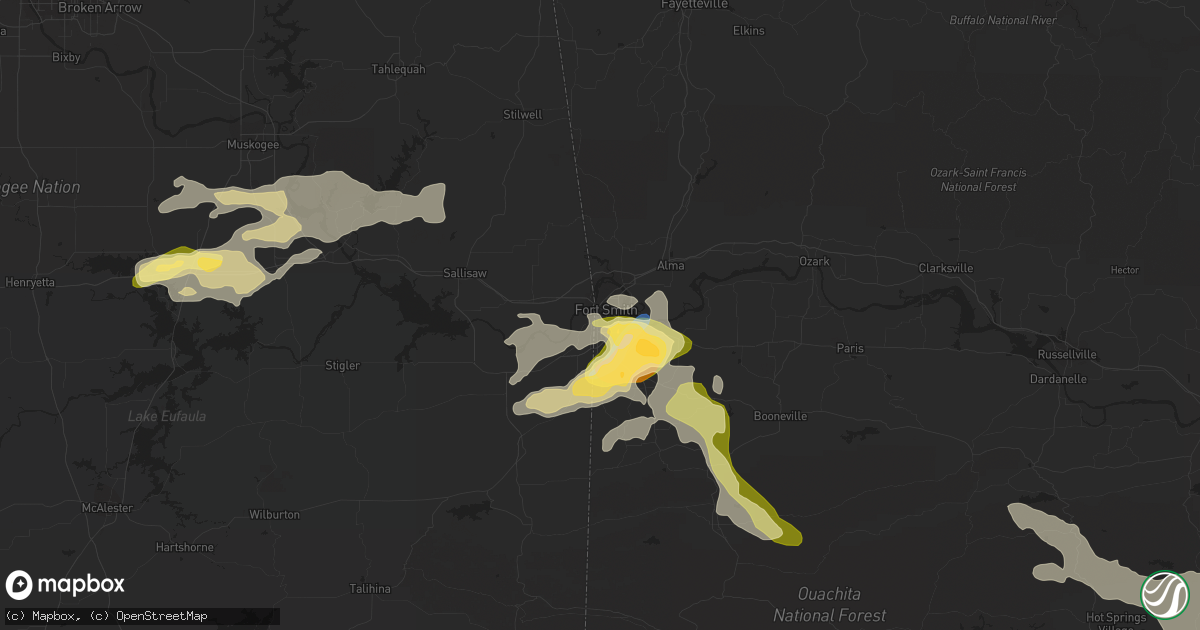 Hail map in Fort Smith, AR on October 15, 2022