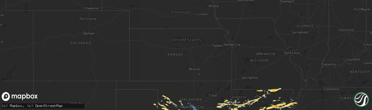 Hail map in Kansas on October 15, 2022