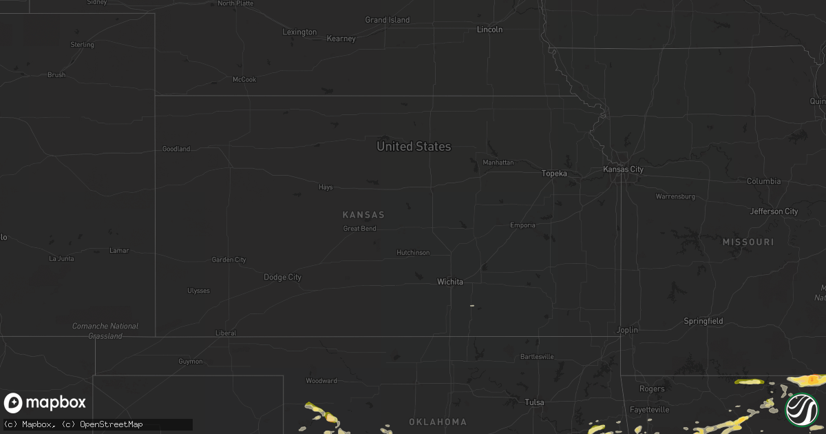 Hail map in Kansas on October 15, 2022