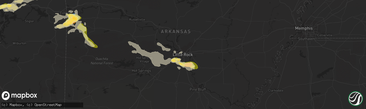 Hail map in Little Rock, AR on October 15, 2022