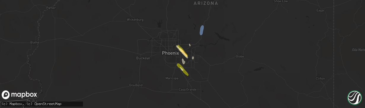 Hail map in Mesa, AZ on October 15, 2022