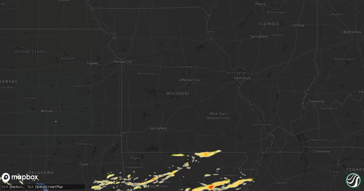 Hail map in Missouri on October 15, 2022