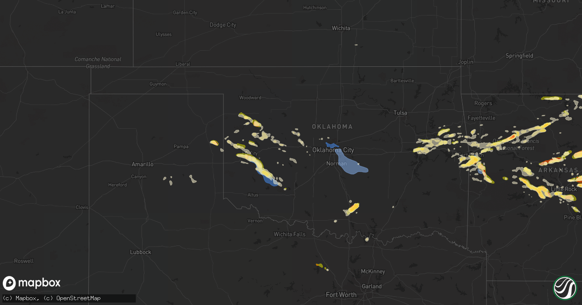 Hail map in Oklahoma on October 15, 2022