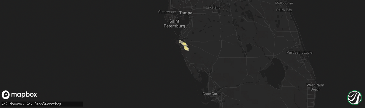 Hail map in Sarasota, FL on October 15, 2022