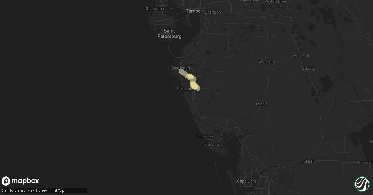 Hail map in Sarasota, FL on October 15, 2022