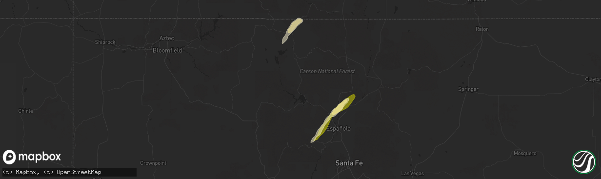Hail map in Abiquiu, NM on October 15, 2025