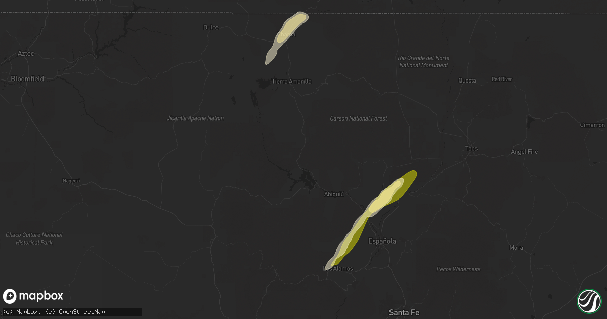 Hail map in Abiquiu, NM on October 15, 2025