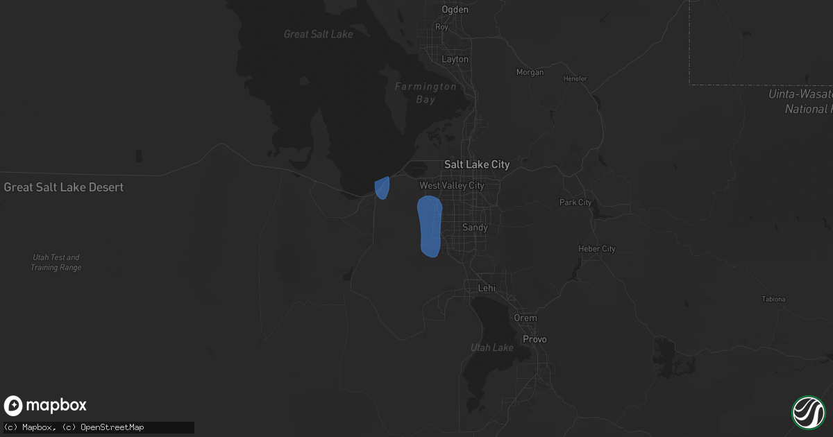Hail map in Bingham Canyon, UT on October 15, 2025