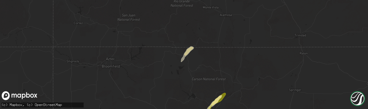 Hail map in Chama, NM on October 15, 2025