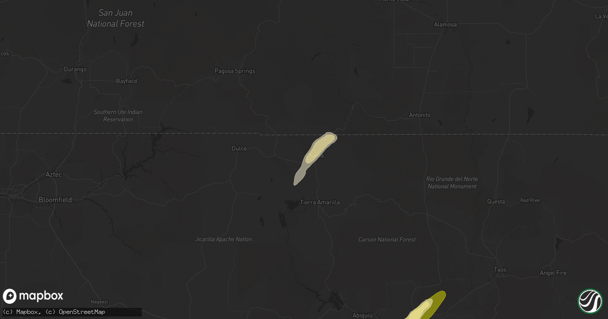Hail map in Chama, NM on October 15, 2025