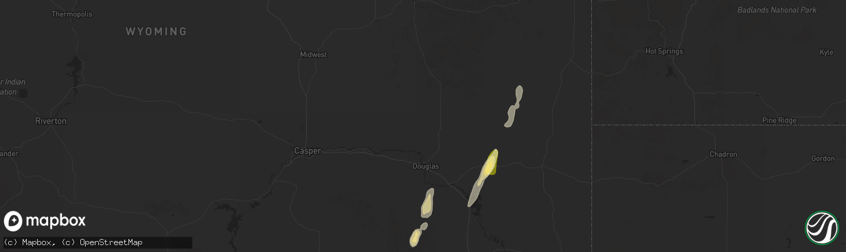 Hail map in Douglas, WY on October 15, 2025