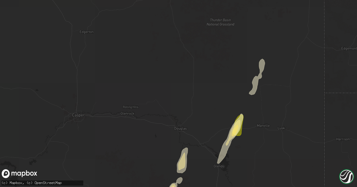 Hail map in Douglas, WY on October 15, 2025