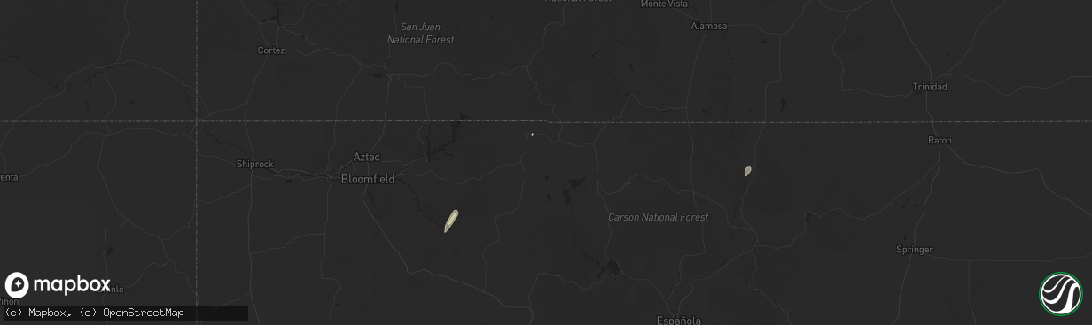Hail map in Dulce, NM on October 15, 2025