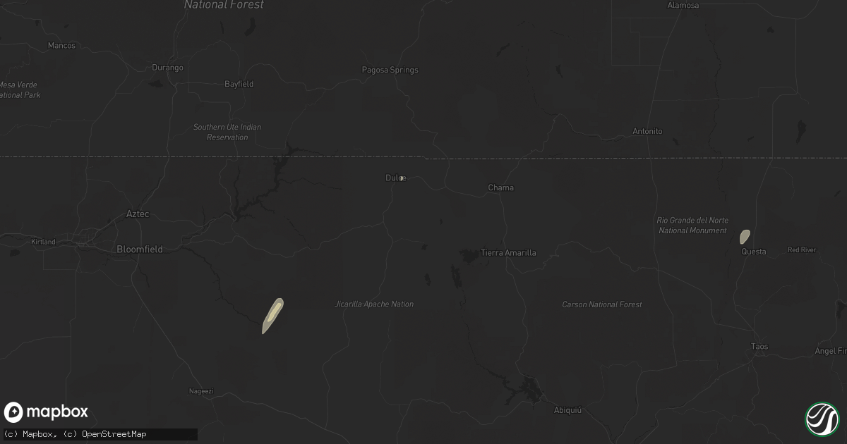 Hail map in Dulce, NM on October 15, 2025