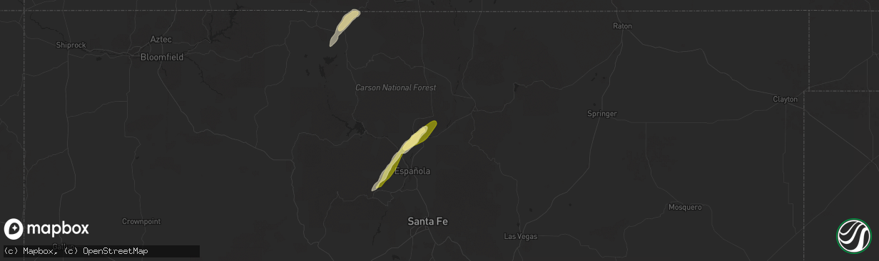 Hail map in Embudo, NM on October 15, 2025