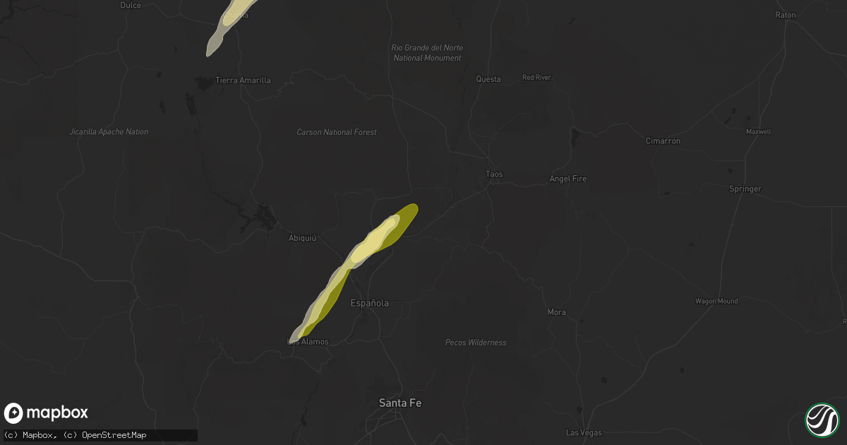 Hail map in Embudo, NM on October 15, 2025