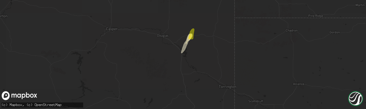 Hail map in Glendo, WY on October 15, 2025