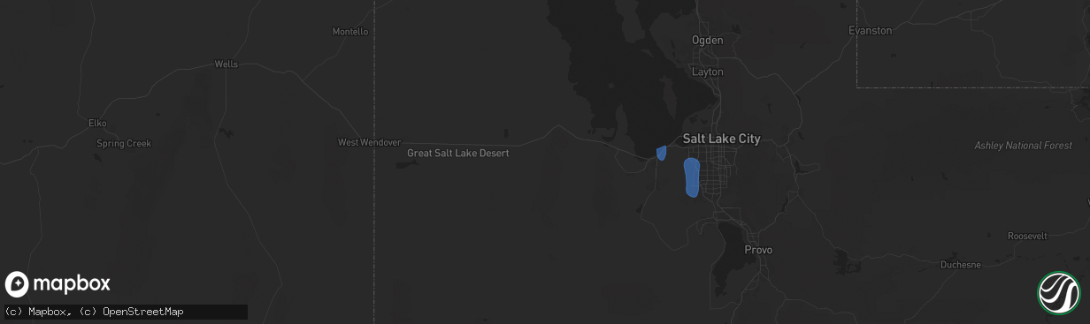 Hail map in Grantsville, UT on October 15, 2025