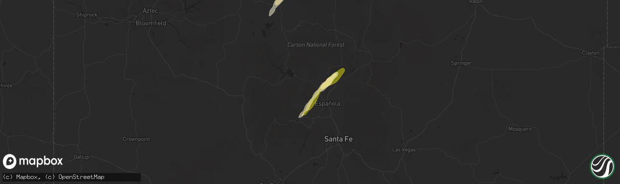 Hail map in Hernandez, NM on October 15, 2025