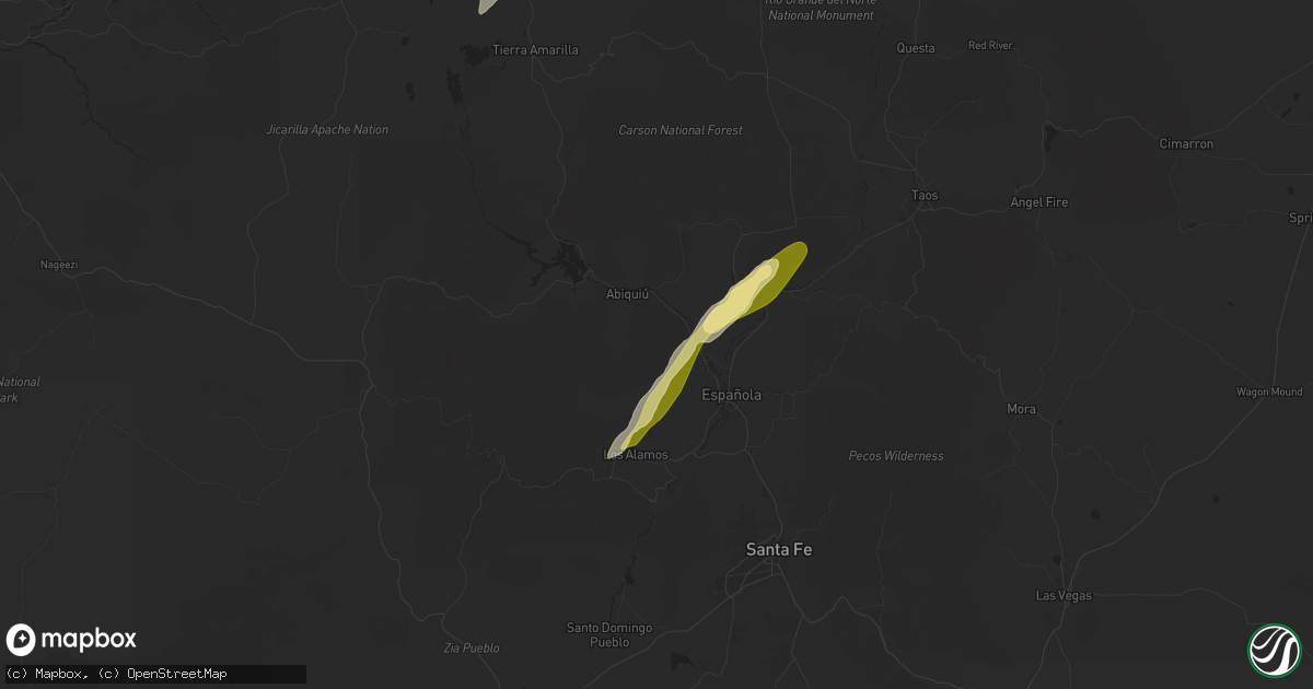 Hail map in Hernandez, NM on October 15, 2025