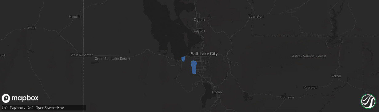 Hail map in Magna, UT on October 15, 2025