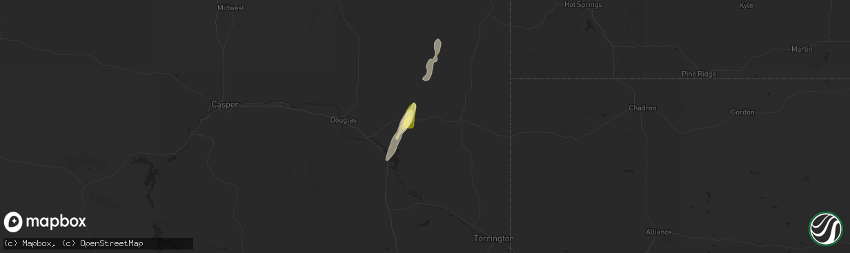 Hail map in Manville, WY on October 15, 2025