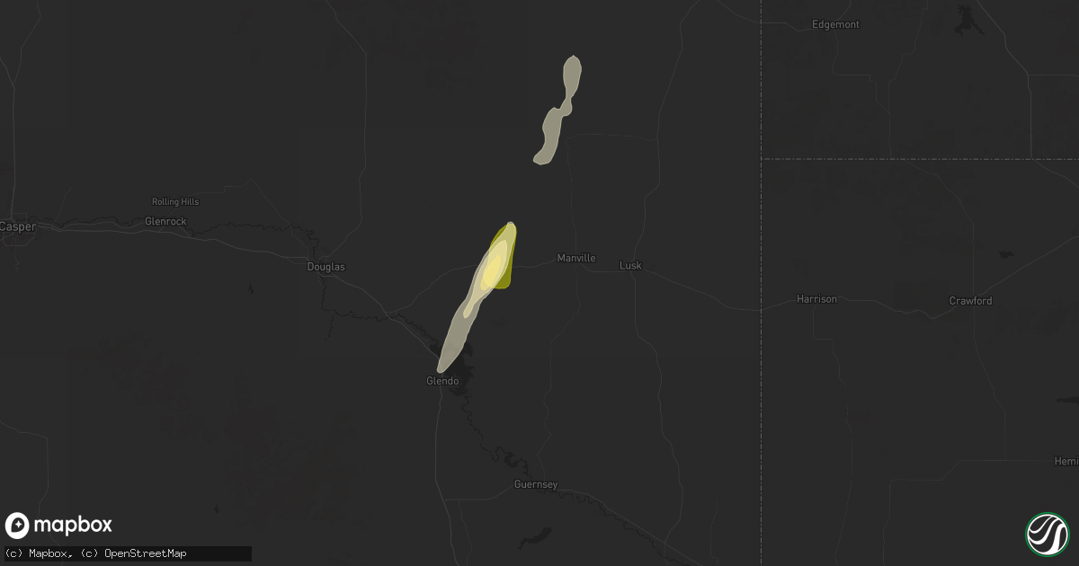 Hail map in Manville, WY on October 15, 2025