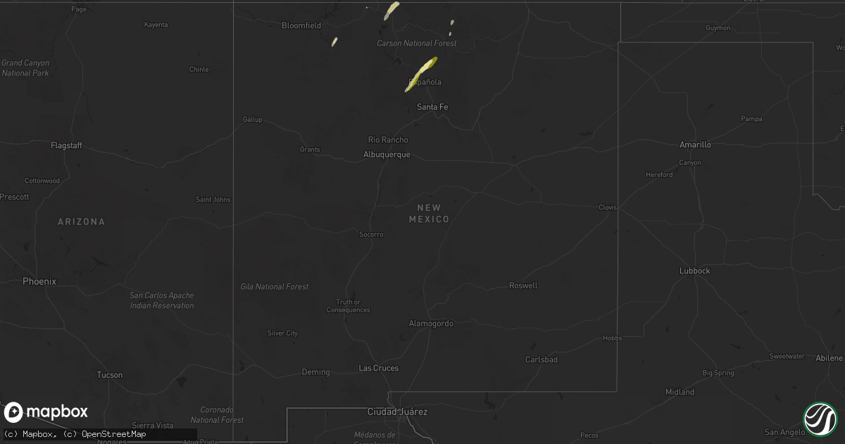 Hail map in New Mexico on October 15, 2025