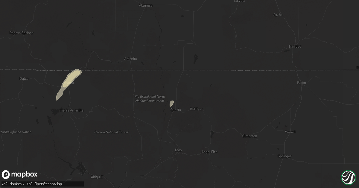 Hail map in Questa, NM on October 15, 2025