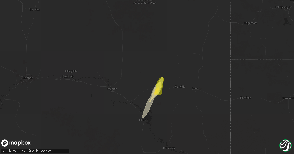 Hail map in Shawnee, WY on October 15, 2025