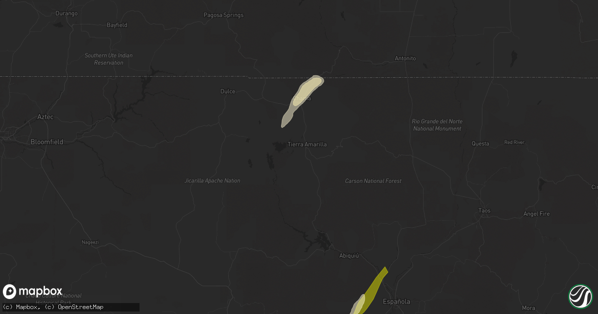 Hail map in Tierra Amarilla, NM on October 15, 2025