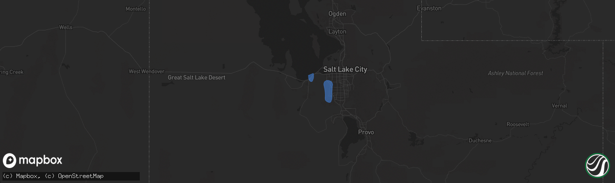 Hail map in Tooele, UT on October 15, 2025