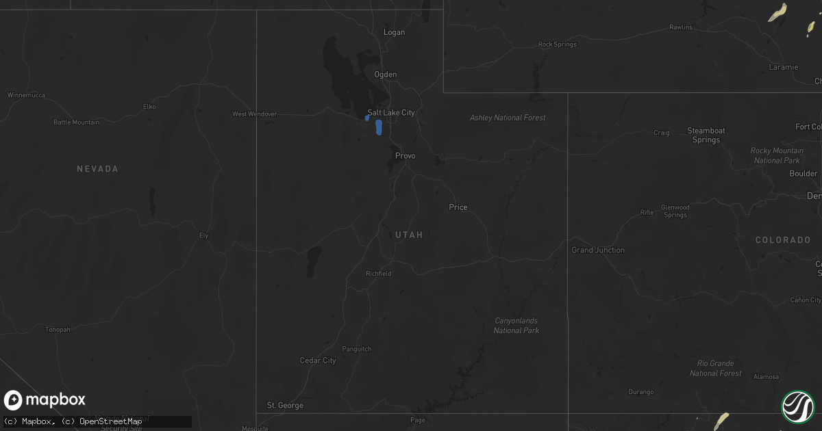 Hail map in Utah on October 15, 2025
