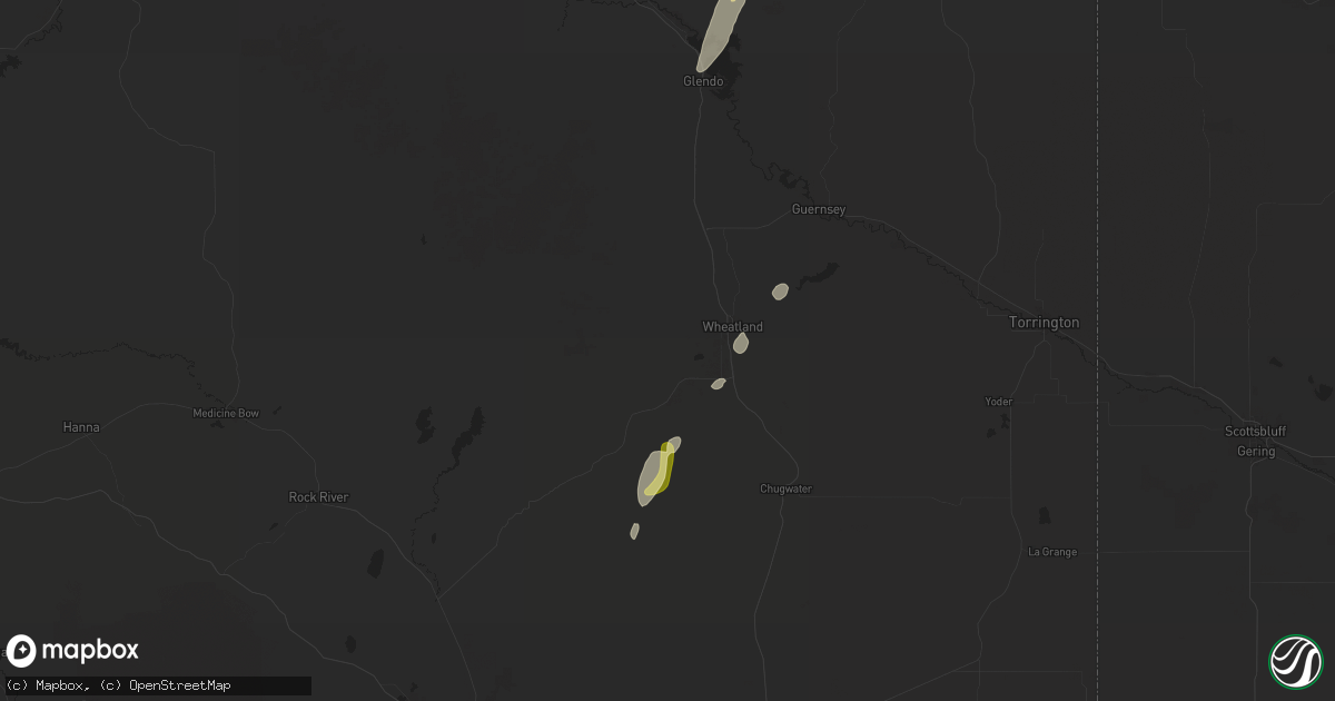 Hail map in Wheatland, WY on October 15, 2025