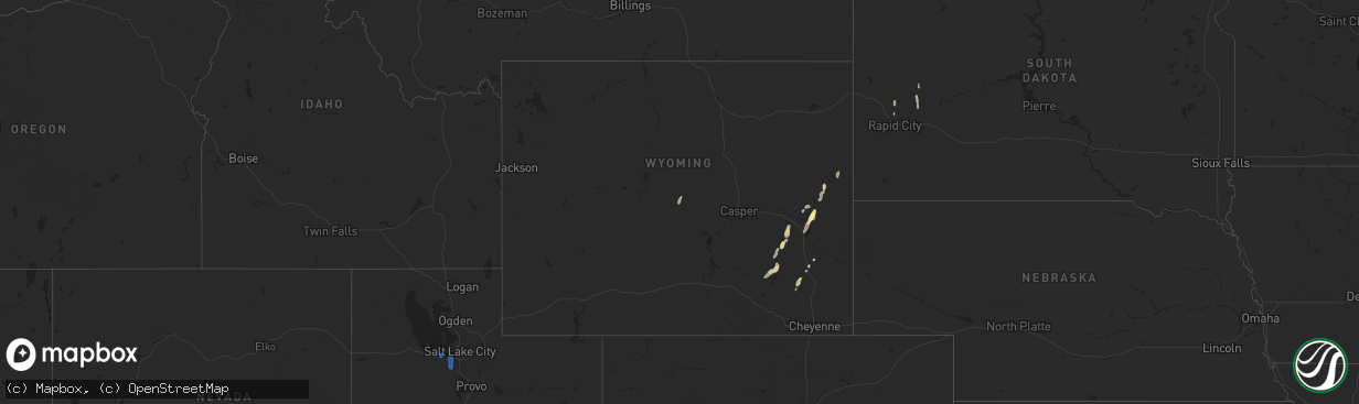 Hail map in Wyoming on October 15, 2025