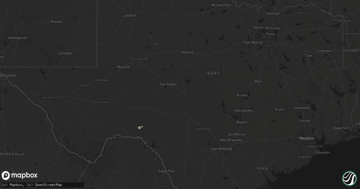 Hail map in Texas on October 15, 2026