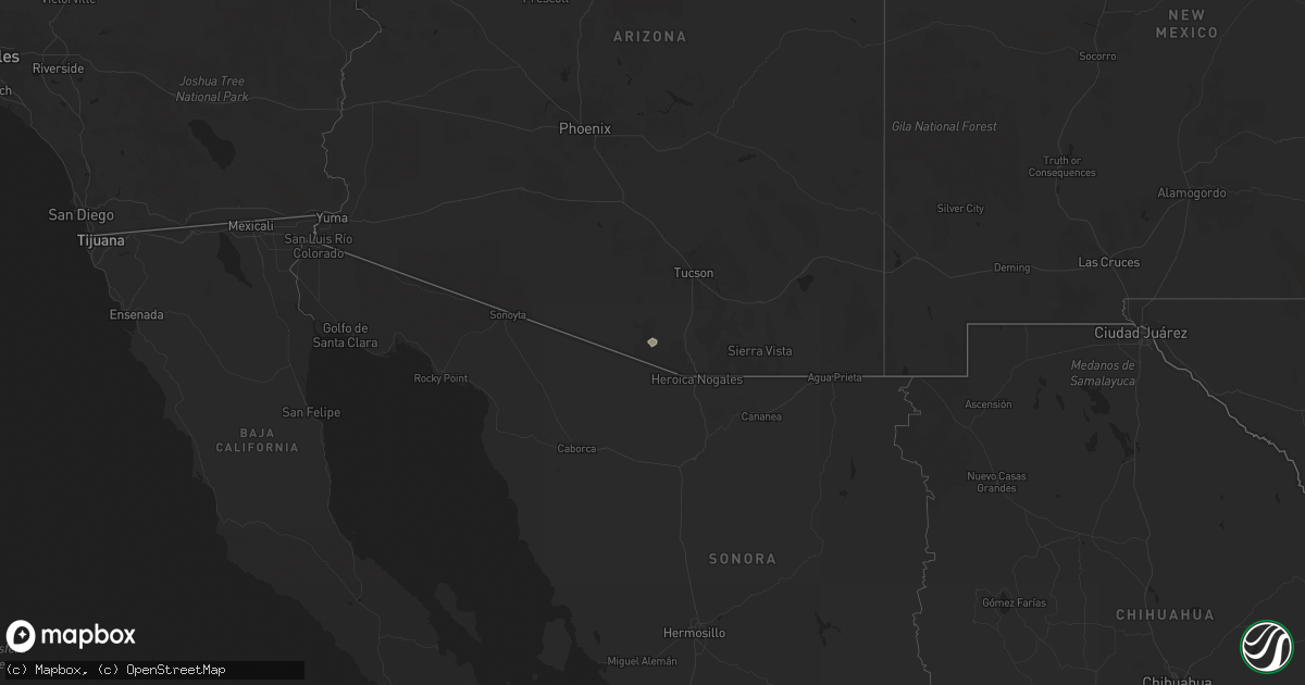 Hail map in Arizona on October 16, 2015