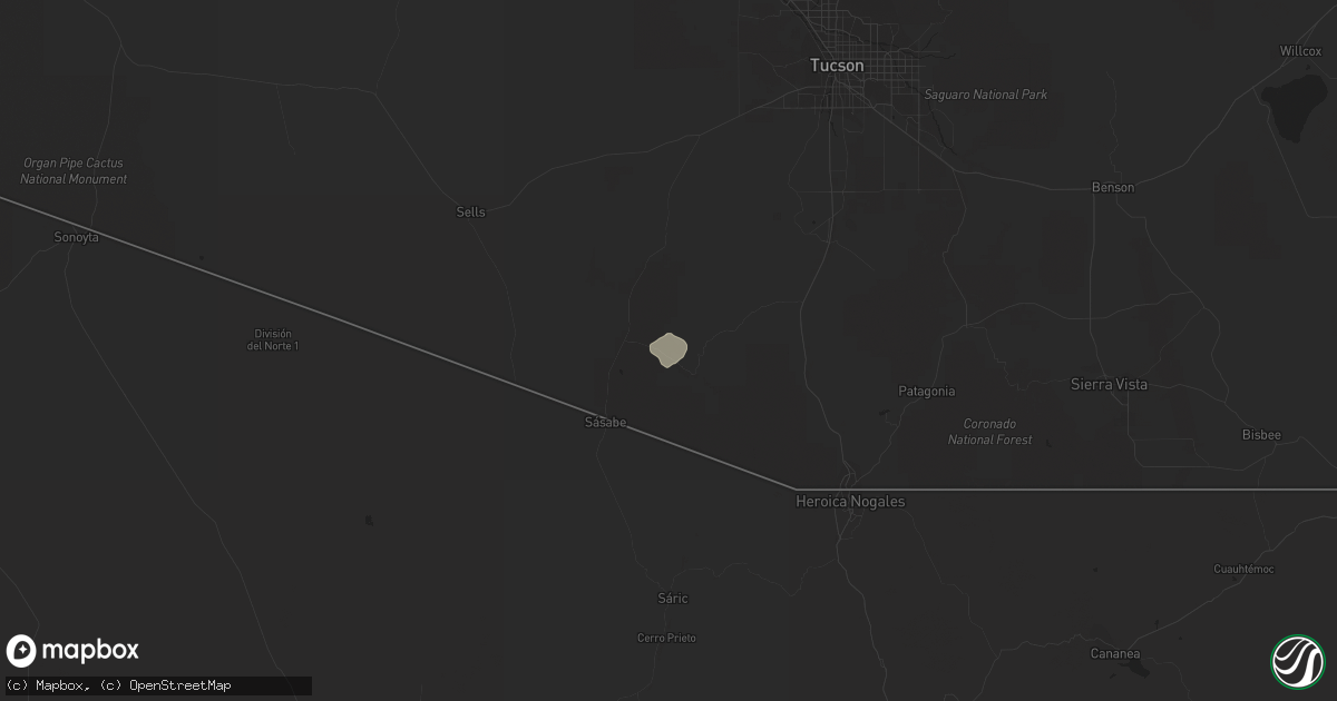 Hail map in Tucson, AZ on October 16, 2015