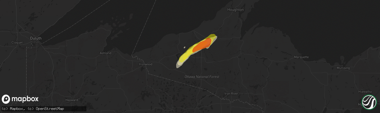 Hail map in Ewen, MI on October 16, 2016