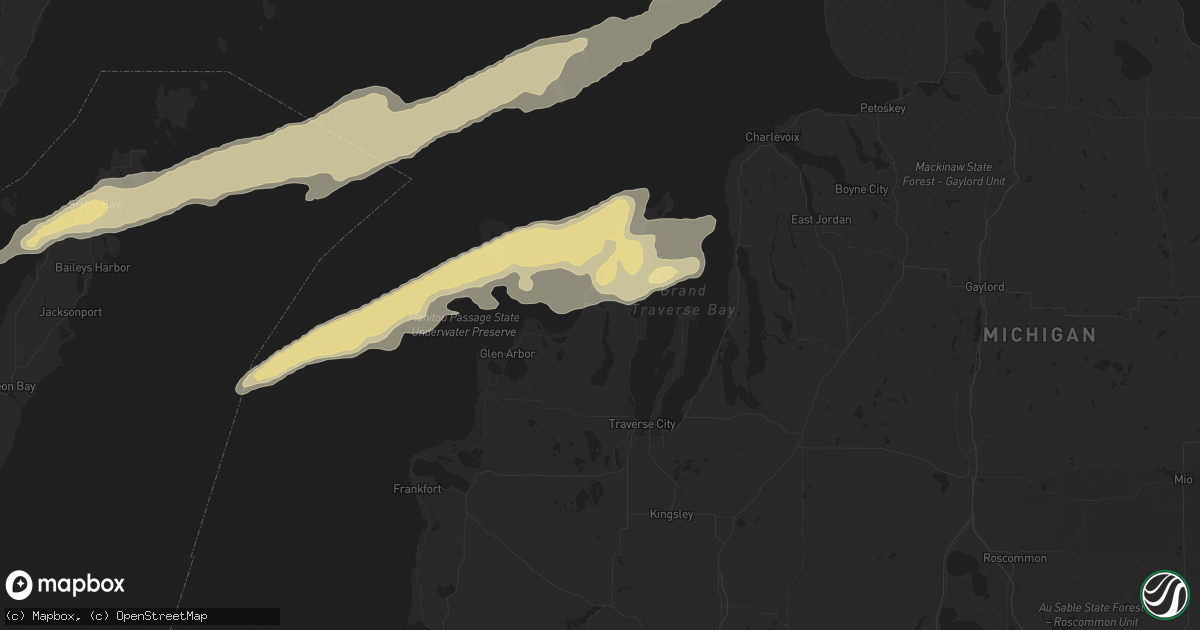 Hail map in Lake Leelanau, MI on October 16, 2016