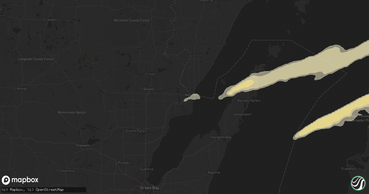 Hail map in Marinette, WI on October 16, 2016